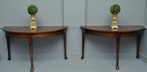 Pair of Georgian Mahogany Demi-lune Console Tables