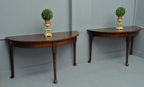 fig 1. Pair Of Georgian Mahogany Demi-Lune Console Tables