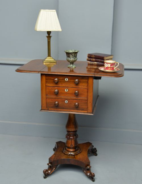 fig 1. Pretty William IV Rosewood Work, Side, Lamp Table