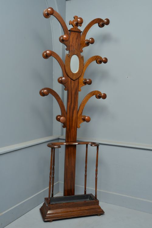 Victorian Mahogany Coat, Hat, Stick Hall Stand