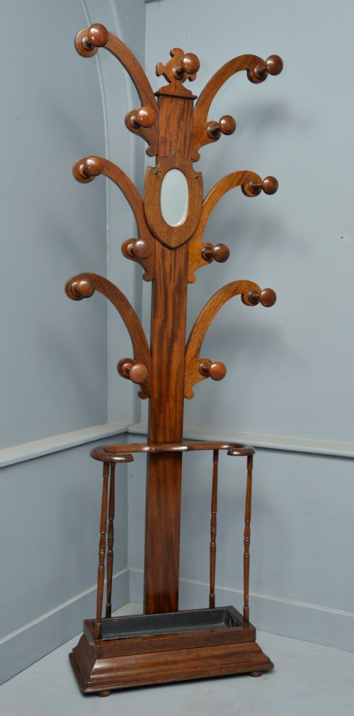 fig 1. Victorian Mahogany Coat, Hat, Stick Hall Stand