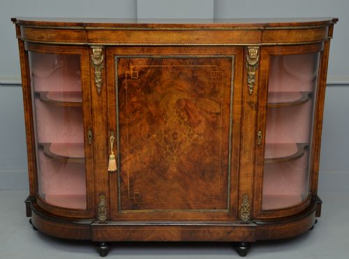 Victorian Burr-walnut & Ormolu Credenza Cabinet