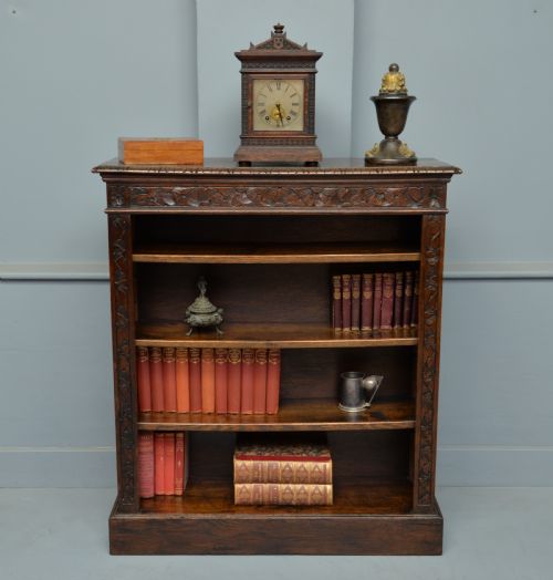 Victorian Carved Oak Open Bookcase
