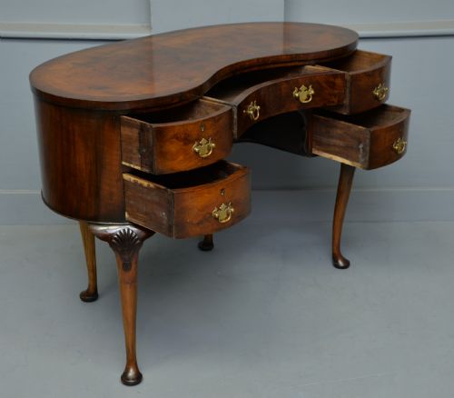 fig 3. Queen Anne Style Walnut Kidney Shaped Dressing Table