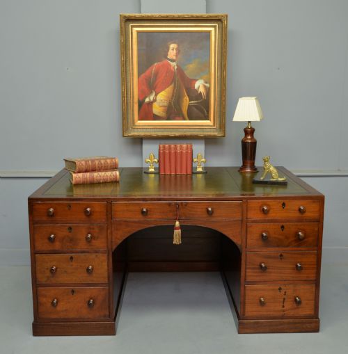 fig 1. Superb Regency Mahogany Caddy-Top Pedestal Desk