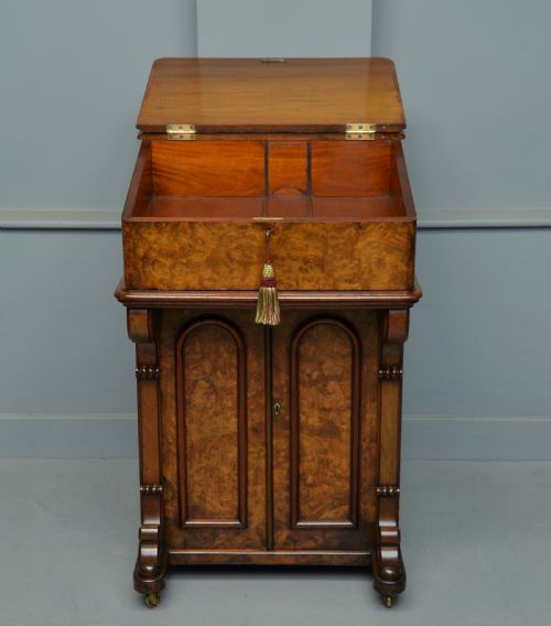 fig 2. A Rare & Unusual Victorian Burr-Walnut Davenport Desk