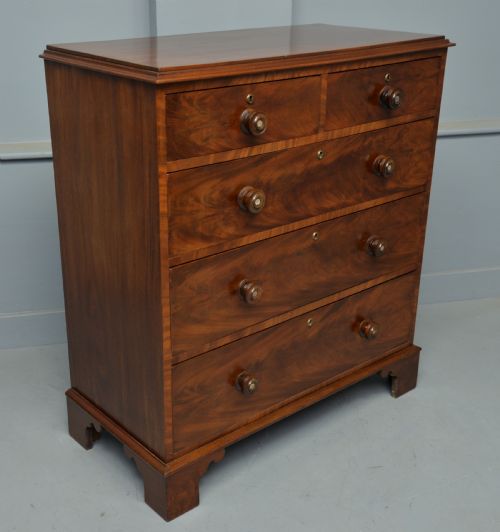 fig 3. Victorian Flame Figured Mahogany Chest Of Drawers