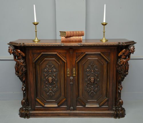 Stunning Italian Figural Carved Walnut Sideboard