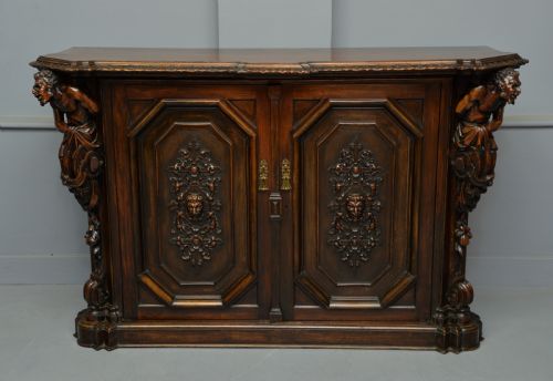 fig 2. Stunning Italian Figural Carved Walnut Sideboard 