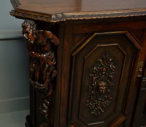 fig 4. Stunning Italian Figural Carved Walnut Sideboard 