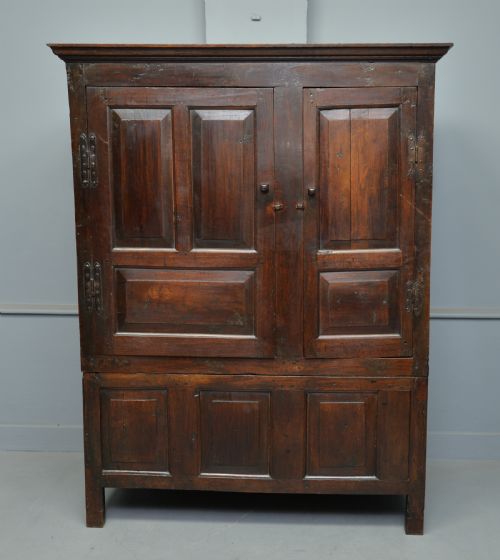 Charming 17th Century Oak Two Part Cupboard / Wardrobe