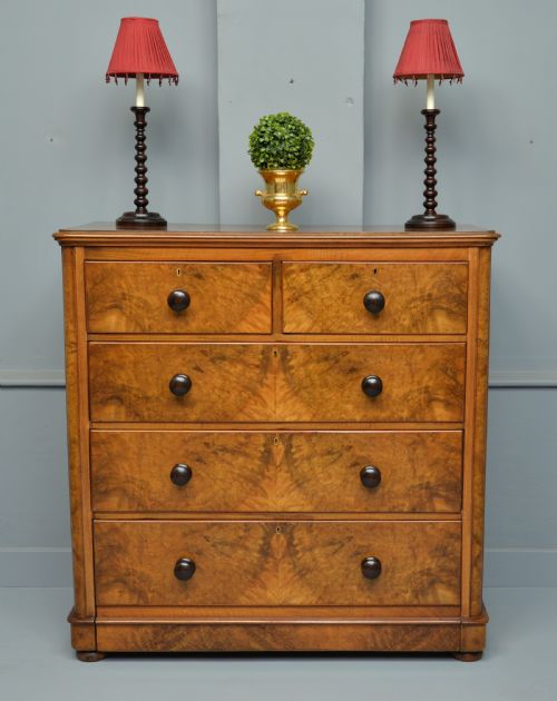 Handsome Victorian Burr-walnut Chest of Drawers