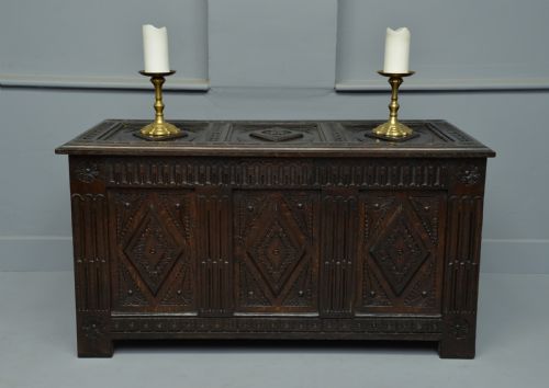 19th Century Carved Oak Coffer