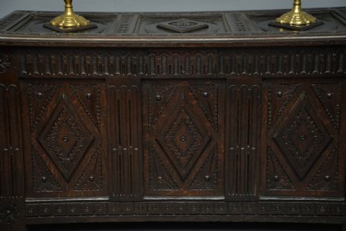 fig 1. 19th Century Carved Oak Coffer
