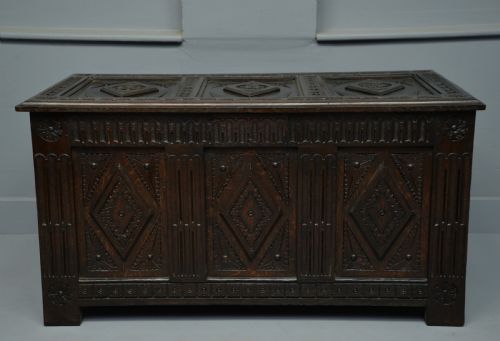 fig 2. 19th Century Carved Oak Coffer