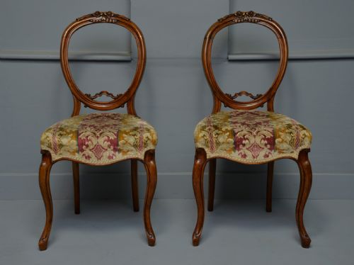 fig 1. Pretty Pair Of Victorian Carved Walnut Side Chairs