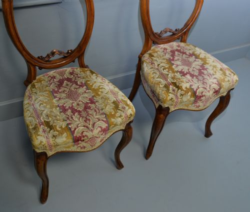 fig 4. Pretty Pair Of Victorian Carved Walnut Side Chairs