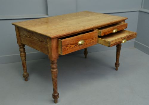 Victorian Pitch Pine Haberdashers / Kitchen Table