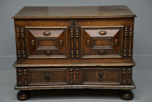 fig 3. Charming 17th Century Small Oak Mule Chest