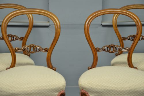 fig 2. Victorian Set Of Four Walnut Balloon Back Dining Chairs John Taylor & Son