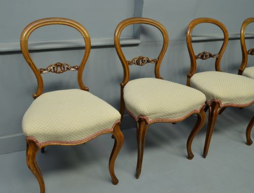 fig 4. Victorian Set Of Four Walnut Balloon Back Dining Chairs John Taylor & Son