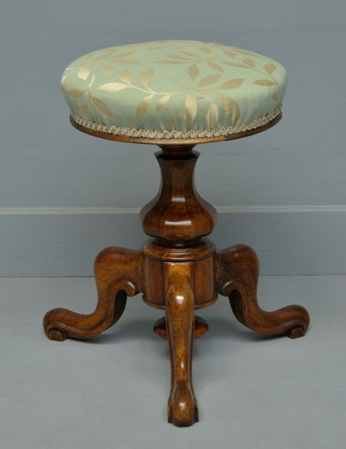 fig 1. Pretty Victorian Walnut Adjustable Piano Stool