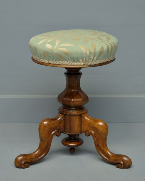fig 2. Pretty Victorian Walnut Adjustable Piano Stool