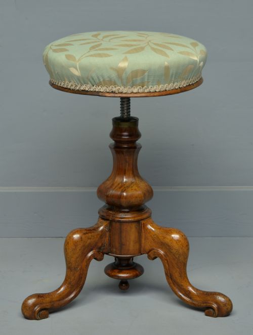 fig 3. Pretty Victorian Walnut Adjustable Piano Stool