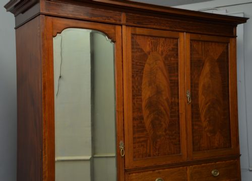 fig 1. Edwardian Mahogany Wardrobe-Linen Press By Jas Shoolbred & Co