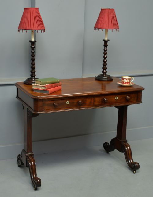 Early Victorian Mahogany Writing Table / Side / Hall Table