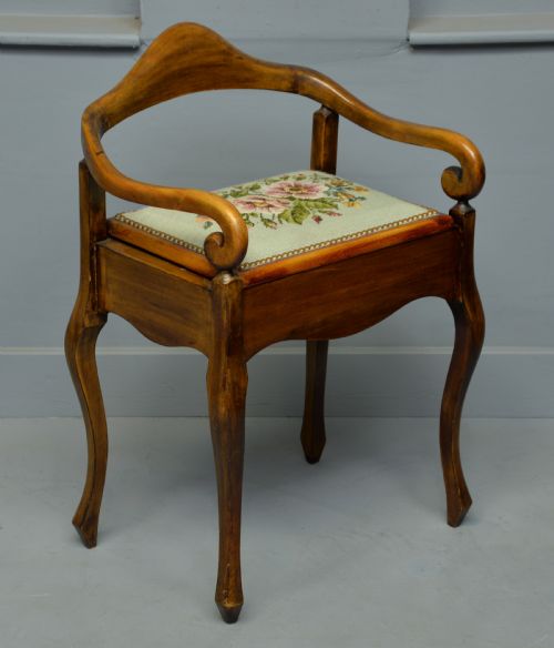Pretty Edwardian Beech Piano Stool