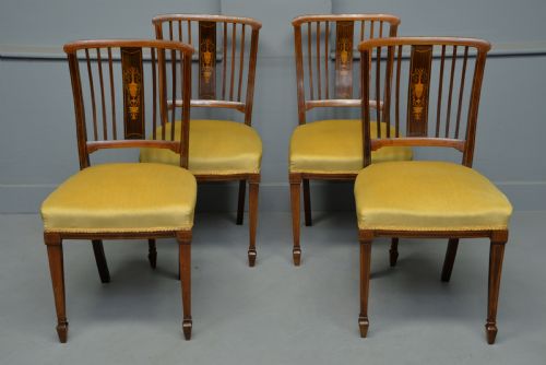 Edwardian Set of Four Inlaid Mahogany Dining Chairs