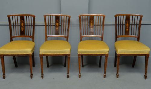 fig 1. Edwardian Set Of Four Inlaid Mahogany Dining Chairs