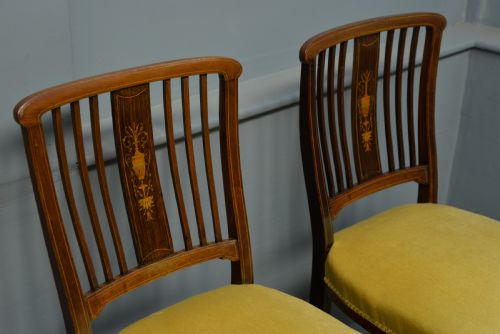fig 3. Edwardian Set Of Four Inlaid Mahogany Dining Chairs
