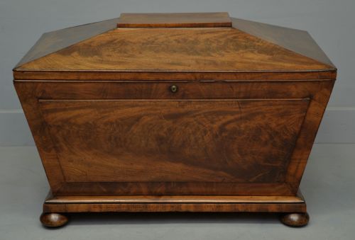 fig 1. Large Regency Sarcophagus Mahogany Wine Cellarette