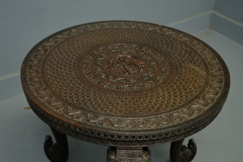 fig 3. Indian Rosewood Carved Elephant`s Head Occasional Table
