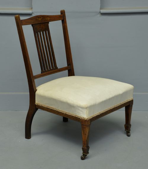 fig 2. Pretty Edwardian Inlaid Rosewood Nursing / Bedroom Chair