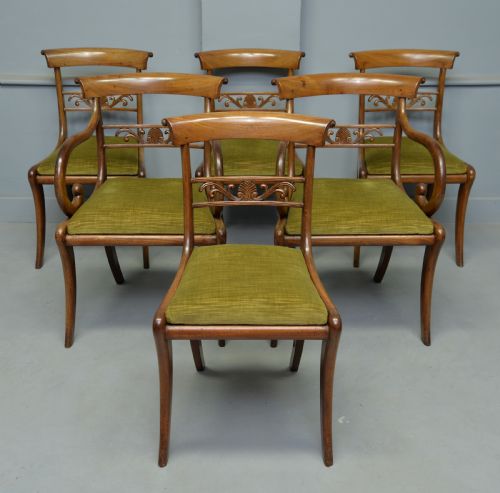 Elegant Set of Six Regency Mahogany Dining Chairs