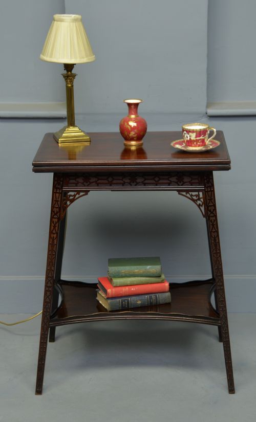 Edwardian Chippendale Revival Mahogany Side / Card Table