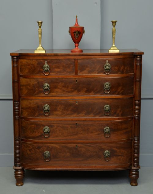 Handsome Regency Mahogany D-shaped Bow-front Chest of Drawers
