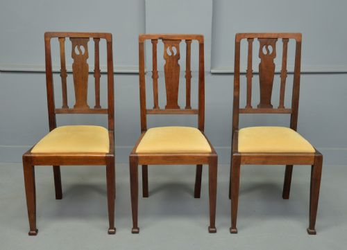 fig 2. Edwardian Arts & Crafts Set Of Six Mahogany Dining Chairs