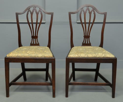 fig 1. Pair Of Georgian Hepplewhite Shield-Back Mahogany Chairs