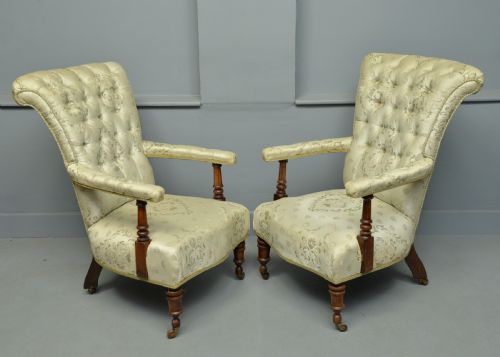 fig 2. Pair Of Victorian Button-Back Arm-Chairs