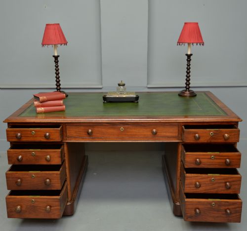 fig 1. Victorian Mahogany Pedestal Desk