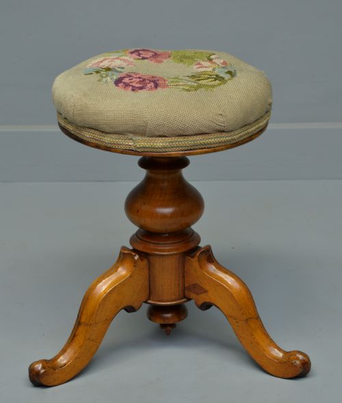 fig 2. Pretty Victorian Walnut Adjustable Piano Stool