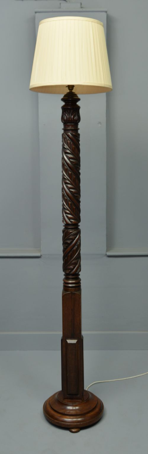 Victorian Mahogany Carved Bed-post Standard Lamp