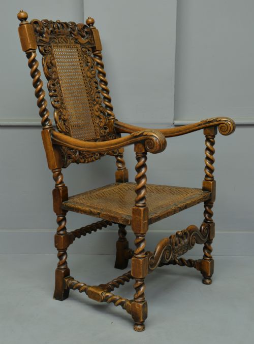 fig 2. Carolean Revival Carved Walnut Armchair