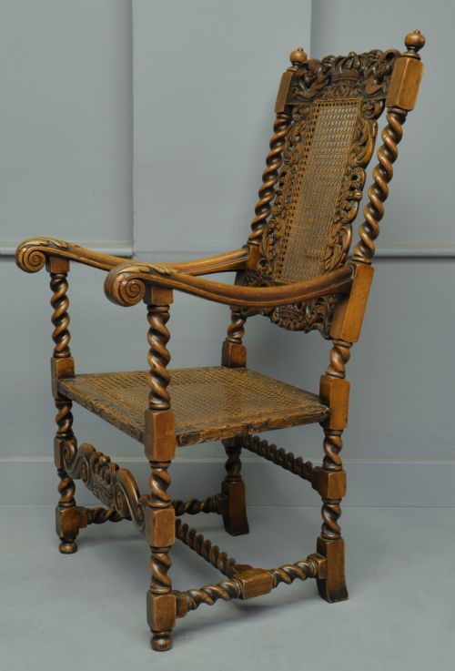 fig 3. Carolean Revival Carved Walnut Armchair