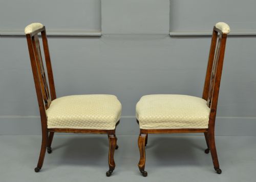 fig 1. Pretty Pair Of Edwardian Inlaid Mahogany Nursing / Bedroom Chairs