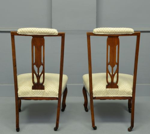 fig 3. Pretty Pair Of Edwardian Inlaid Mahogany Nursing / Bedroom Chairs